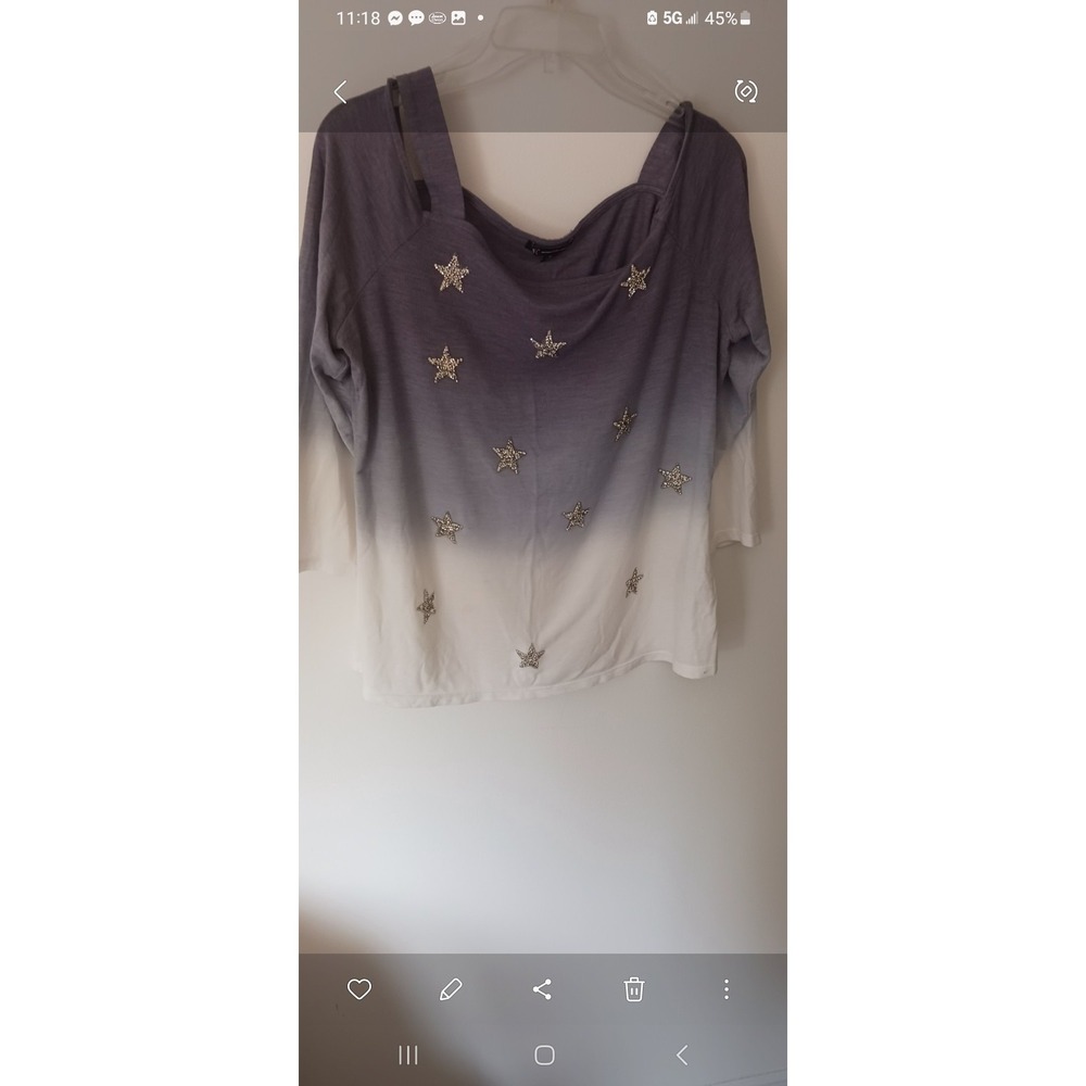 Womens Inc Top Bare Shoulder Blue White and  Silver Embellishment  Stars Size XL